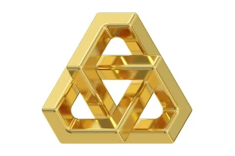 Impossible triangle optical illusion, 3D rendering Stock Illustration