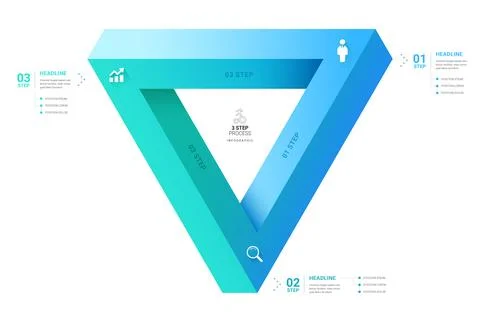 Impossible Triangle Process Infographic Template Background with 3 Connecte.. Illustrazione stock
