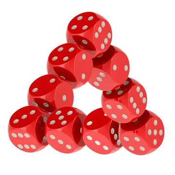 Impossible Triangle from red dices, 3D rendering Stock Illustration