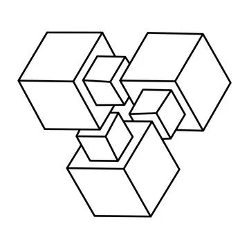 Impossible triangle. Sacred geometry figures. Optical illusion cube. Abstract 스톡 일러스트