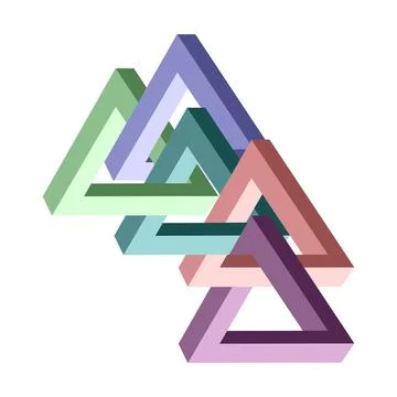 Impossible triangle shape. Optical visual illusion. Triangular Infinite loo.. Illustrazione stock