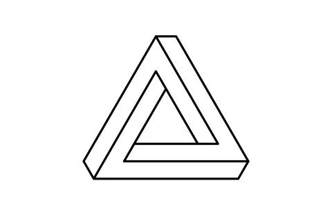 Impossible triangle shape. Optical visual illusion. Triangular Infinite loop Stock Illustration