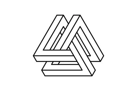 Impossible triangle shape. Optical visual illusion. Triangular Infinite loop Stock Illustration