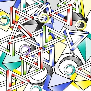 Impossible triangle shapes with multi colored geometric forms for design. Stock Illustration