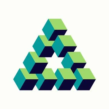 Impossible triangle sign isometric cubes shape Stock Illustration