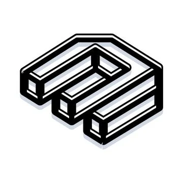 Impossible trident geometric shape creating optical illusion Stockillustratie