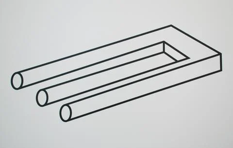 Impossible Trident Optical Illusion – Abstract Geometric Blivet Drawing Concept Stock Illustration