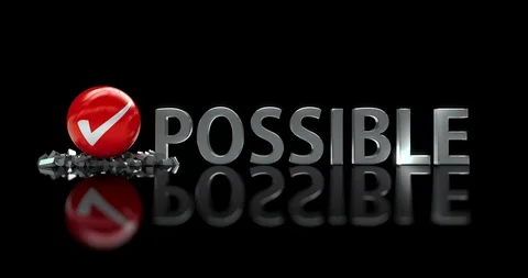 Impossible turns to possible 3D animation with alpha mask Stock Footage 101936576