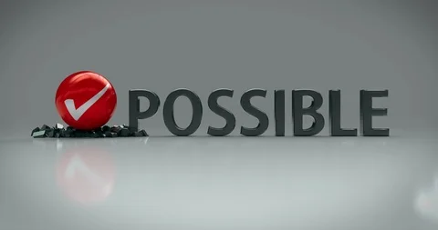 Impossible turns to possible 3D animation with alpha mask Stock Footage 101936579