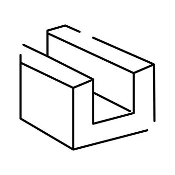 Impossible u shaped object creating optical illusion concept Stock Illustration