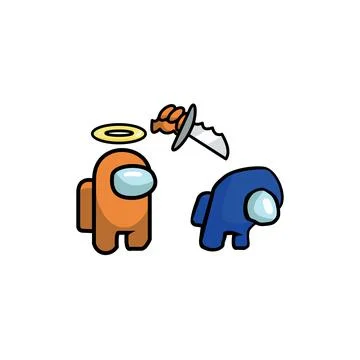 Impostor stab in the back, Among Us game characters, vector illustration Stock Illustration