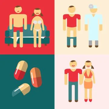 Impotence action steps for the treatment. Vector illustration. Impotence prob Stock Illustration