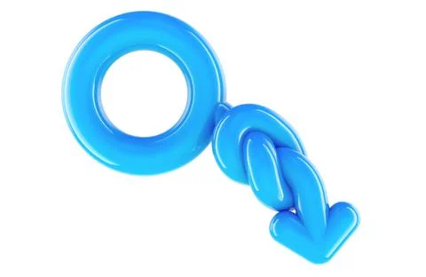 Impotence, dysfunction, sexual problems of men. Male gender symbol with a k.. Stock Illustration