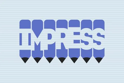Impress text with Pen symbol creative ideas design Stock Illustration