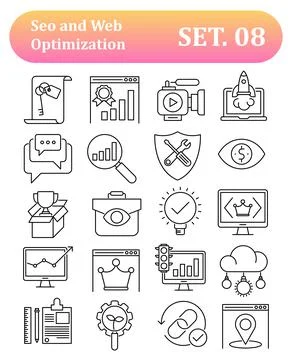 ImpresSearch Engine Optimization icons, Simple Mono Line Pictogram Packsion Stock Illustration