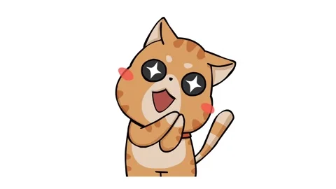 Impressed Smiling Cat Animation - White Background Stock Footage 282773921