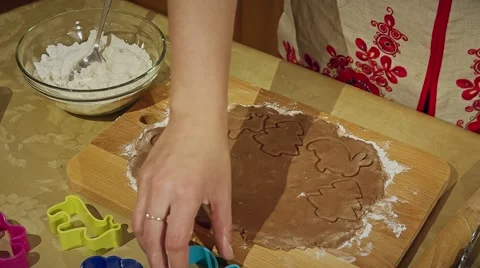 The impression of the figures on the test forms, festive pastries Stock Footage 58078854