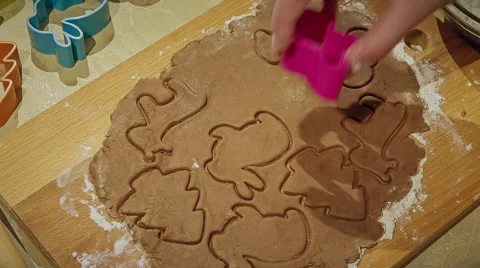 The impression of the figures on the test forms, festive pastries Stock Footage 58078857