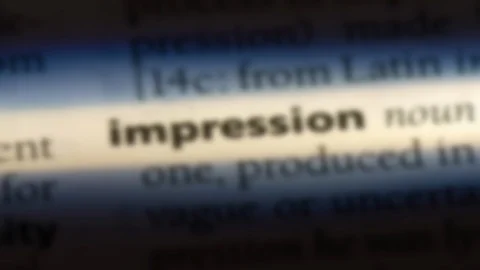 Impression word in a dictionary. Video stock 99560929