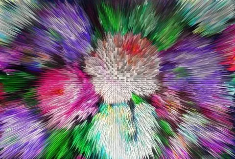 Impressionism painting with extrusion effect, colored floral background, brig Stock Illustration