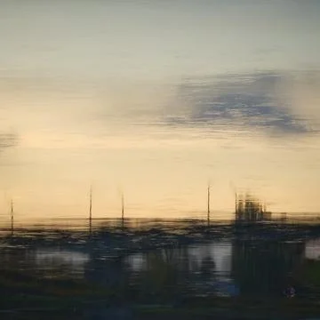 Impressionist sunset over marina reflection Stock Photos
