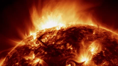 Impressions Of Solar Activity Of The Sun Stock Footage 195588139