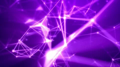 Impressive 3d illustration of the dark violet cyberspace pierced with light p Illustrazione stock