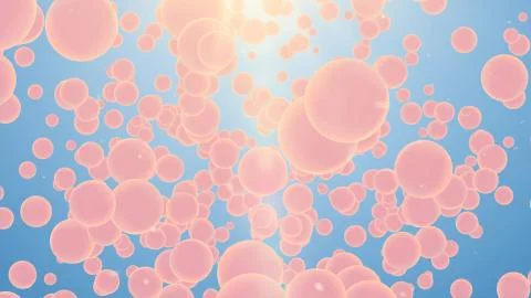 Impressive  3d rendering  of abstract, rosy and different size spheres turnin Stock Illustration