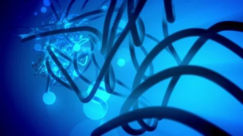 Impressive 3d rendering of artistic fantasy strokes and spheres of dark blue  Ilustración de archivo