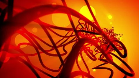 Impressive 3d rendering of dazzling fantasy spheres and strokes and of dark o Stock Illustration