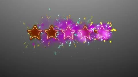 Impressive 3d rendering of five brown and violet stars on the gray background Stock Illustration
