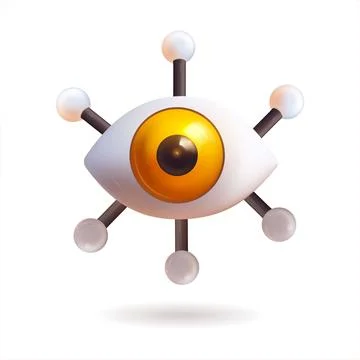 This is an impressive 3D rendering of a futuristic robotic eye featuring a st Stock Illustration