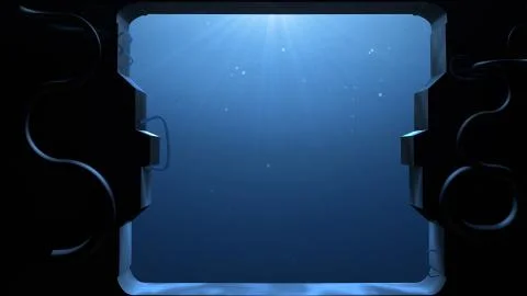 Impressive 3d rendering of a new born world seen through a square illuminator Stock-Illustration