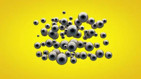 Impressive 3D rendering of round out eyes of different sizes looking directly Stock Illustration