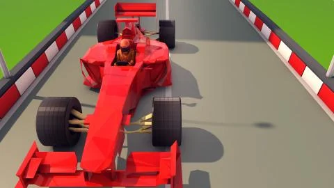 An impressive 3d rendering of a toy looking formula 1 with a driver in a helm Stock Illustration