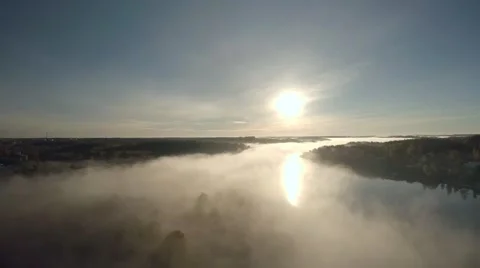 Impressive 4K drone flight above the fog bank, Skandinavia Video stock 55965581
