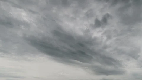 An Impressive and Dramatic Overcast Sky Filled with Various Shades of Gray Cloud Video stock 308693725
