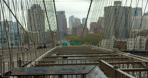 Impressive Brooklyn Bridge NYC With Beautiful Impressive New York Skyscrapers Stock Footage 112323431
