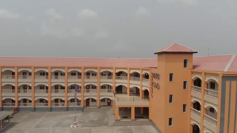Impressive building of a private school in Malabo, Equatorial Guinea Stock Footage 129952753