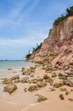 Impressive clay cliff at morro do sao paulo island, bahia, brazil. Stock Photos
