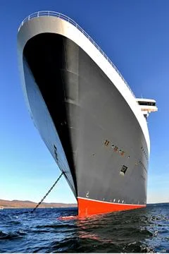 Impressive close up view of big cruise ship bow Stock Photos