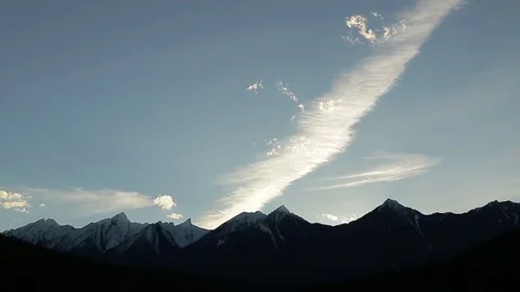 Impressive cloud passing over mountains Stock Footage 72195476