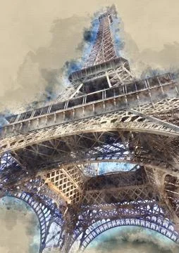 The impressive Eiffel Tower in Paris Stock-Illustration