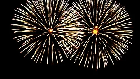 An impressive firework display with lots of explosions against a dark night.. Stock Footage 287132590