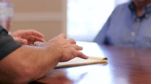 Impressive hands describing the contract Stock Footage 144281867