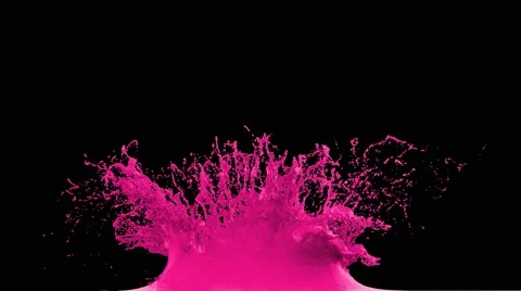 Impressive high-detailed crown splash of pink paint Stock Footage 66825977