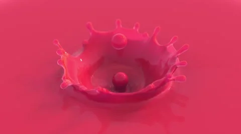 Impressive high-detailed crown splash of red paint or nail polish frozen in time Stock Footage 68495395