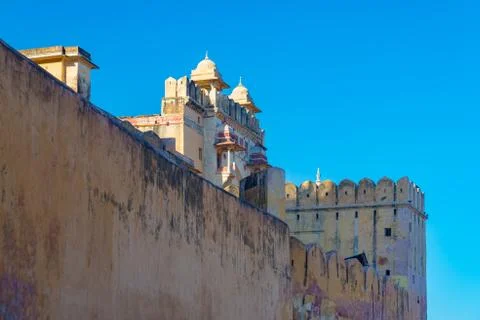 The impressive landscape and cityscape at Amber Fort, famous travel destina.. Stock Photos