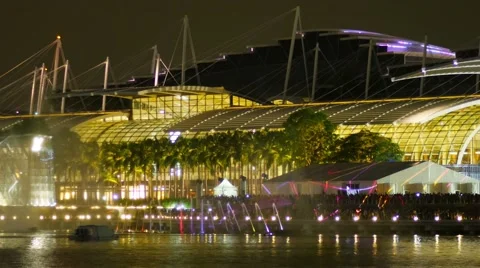 Impressive light and laser show at Marina Bay Sands, Singapore. Vídeo Stock 49585039