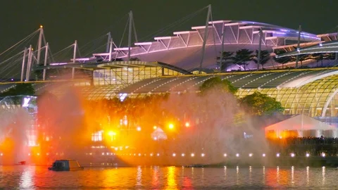 Impressive light and laser show at Marina Bay Sands in Singapore. Stock Footage 110558068
